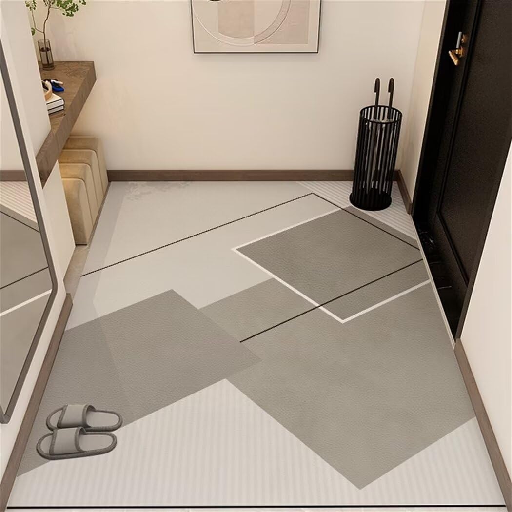 Grand tapis de chambre moderne gris 140x200cm à motif géométrique