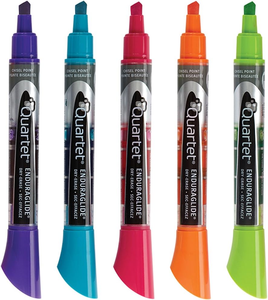 Quartet Dry Erase Markers, Chisel Tip, BOLD COLOR, EnduraGlide Whiteboard / White Board Markers, Assorted Vivid Colors, 12-Pack (5001-VECR)