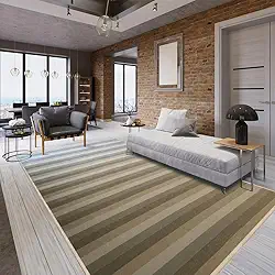 Tapete Para Sala Eva Antiderrapante Funcional Listrado Moderno 1,50 x 2,00 Areia J Serrano