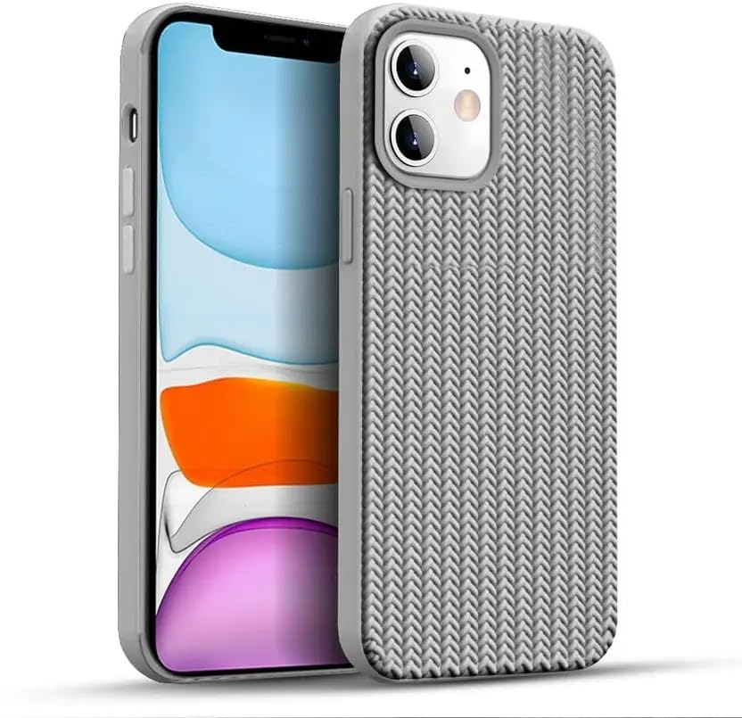 Image of Compatible with iPhone 12 | Premium Textured Microfiber Candy Protective Case | Shock-Absorbing Back Cover with Enhanced Camera Guard (Gray)
