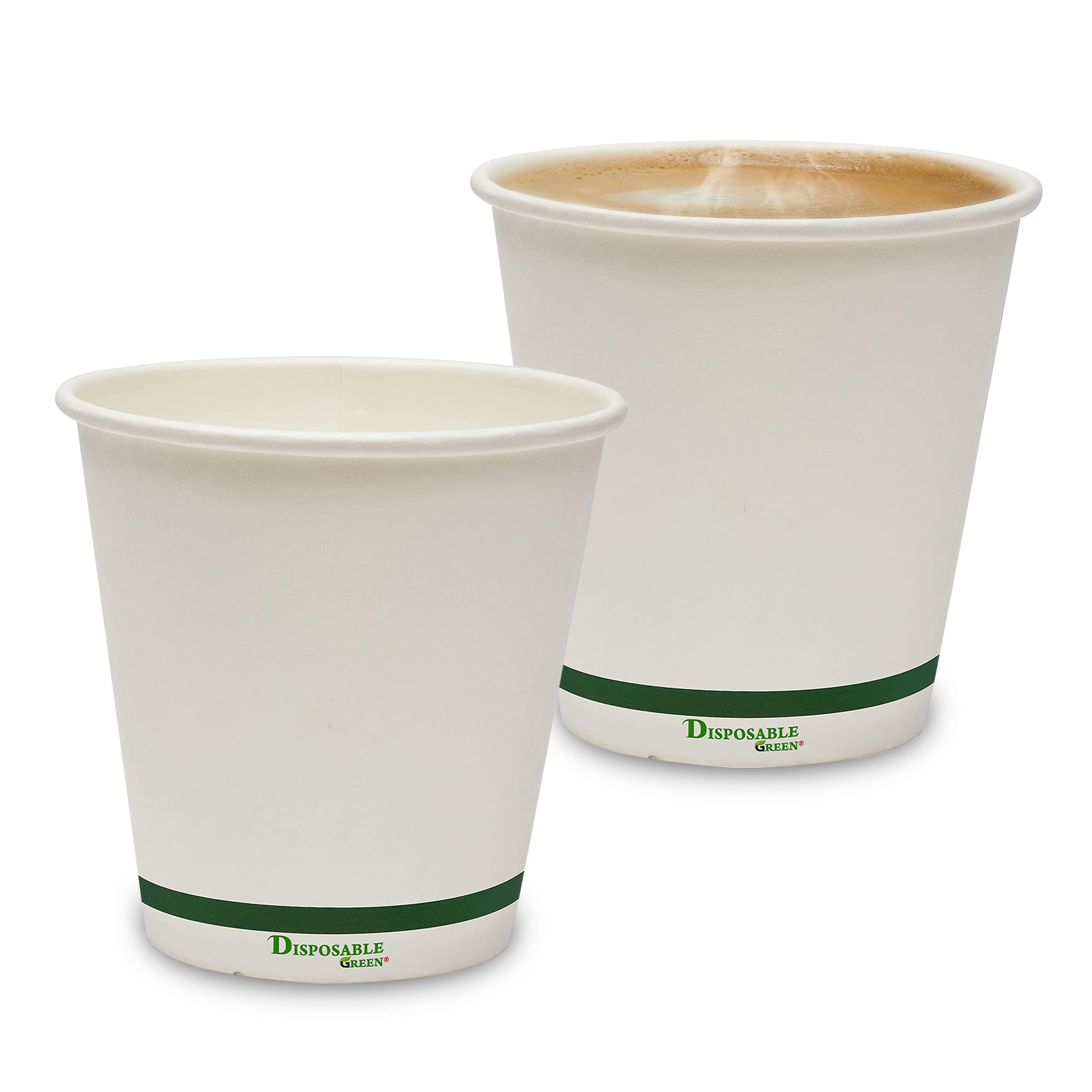 DISPOSABLE GREEN® | 4,6,10, 12, 16 oz Single Wall Coffee Cups | Unique Aqueous Lined | Certified Home Compostable |Eco - Biodegradable -Containers for Office, Party & Wedding (500, 6 oz [Cup ONLY])