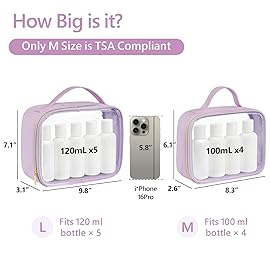 PACKISM Clear Makeup Bag 1 Large 1 Medium - 2 Pack TSA Approved Toiletry Bag with Handle and 180 Large Opening, Sturdy Clear Toiletry Bag Fit Carry-on, Travel Bags for Toiletries, Purple