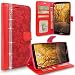 S6 Active Case, Cellularvilla [Stand Feature] Flower Texture Wallet Case [Diamond Jewel] Premium [Bling Luxury] PU Leather Flip Cover [Card Slots] For Samsung Galaxy S6 Active G890 (Red Bling)
