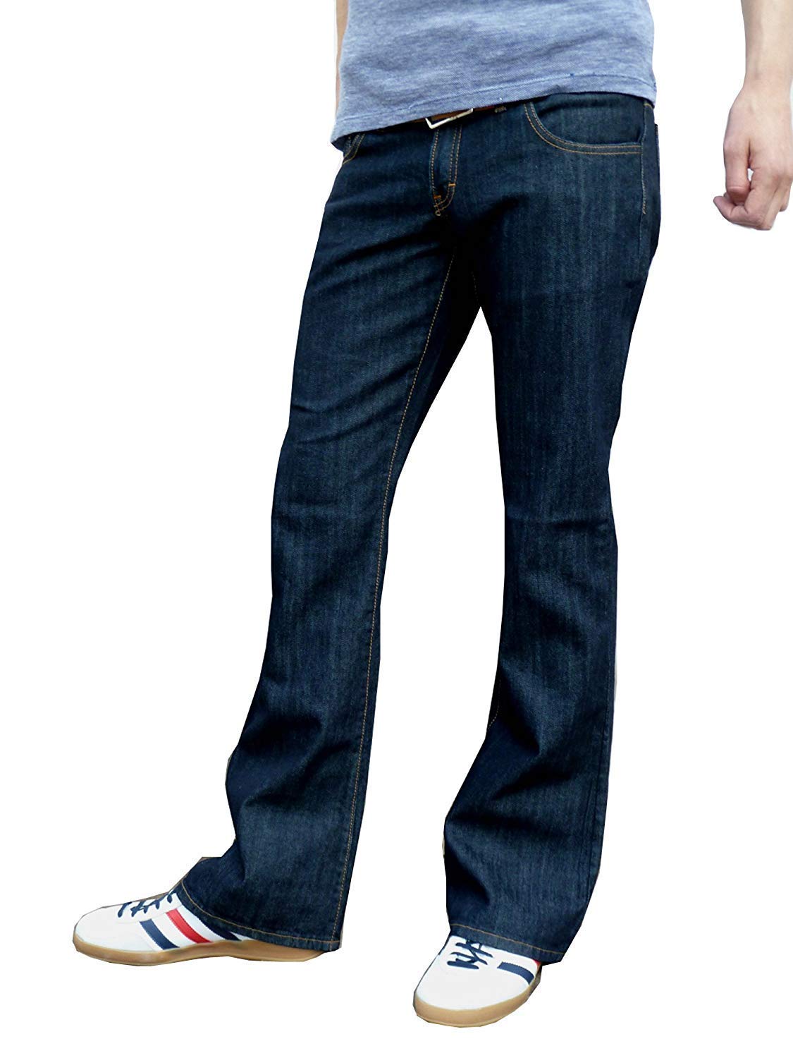 Fuzzdandy Mens Indigo Blue Bootcut Flares Denim Flared Jeans Indie Retro