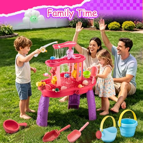 VROGTIK Water Table for Toddlers 3-5, Kids Sand Water Table with Fishing Game Set, Sensory Play Table Toys for Outdoor Pool Beach Backyard Summer Birthday Gift for Girls Outside Toys for Toddler - Image 2