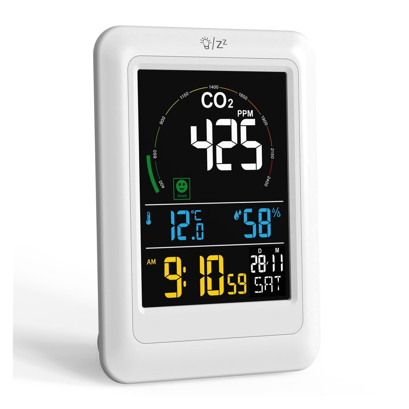 Detektor gazu, Nowy detektor jakości powietrza, dwutlenku węgla, produkcja rolna, monitor gazów cieplarnianych, tester, miernik CO2 do pracy i domu(WHITE)
