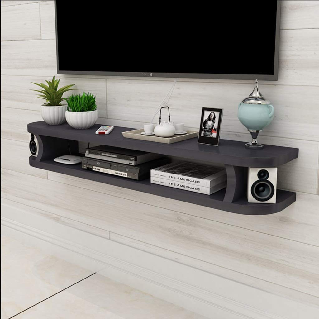 Console multimediale da Parete per Lettore Dvd Blu-Ray, Supporto TV, decoder TV satellitare, decoder Via Cavo, unità TV, mensola a Parete con Telaio Mobile (Colore: Nero, Dimension