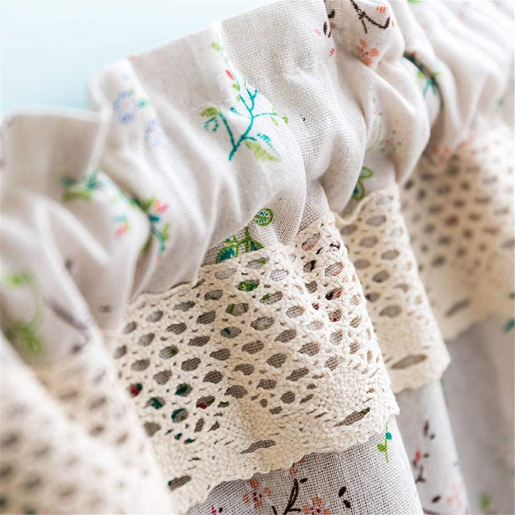 Short Curtains, Blackout Curtains, Curtain Short Curtain Floral Printed Pattern Cafe Curtain Linen Rural Style Half Window for Kitchen Cupboard Bistro Coffee Shop,140x100cm Home Kitchen Decor Short C