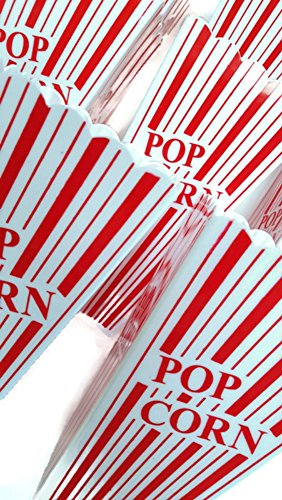 Popcorn Containers, Plastic Red & White Classic Movie Popcorn Containers, by Playscene (4, Red & White) - Thumbnail 3