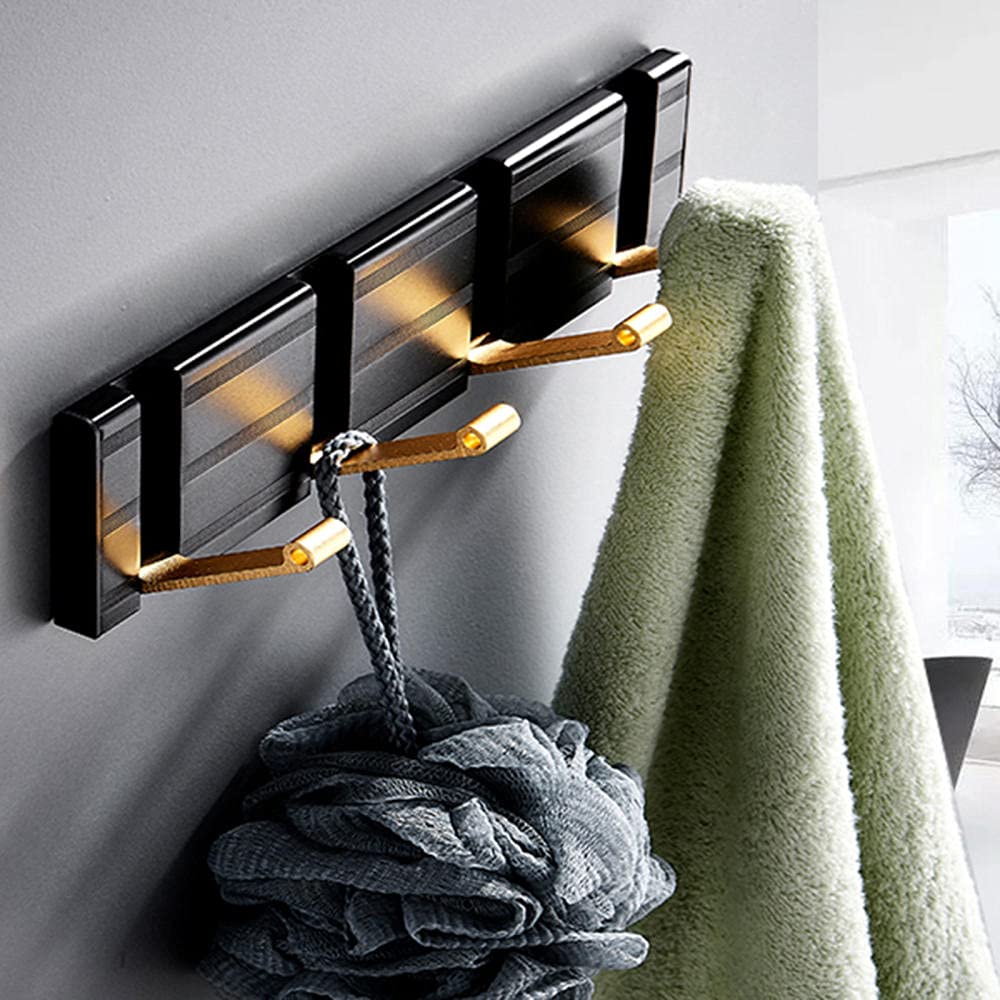 Porte-serviettes Porte-chapeau Crochet mural auto-adhésif pour vêtements Cintre en aluminium sans crochet de perçage caché pour couloir salle de bain-noir_4 crochets matériel de salle de bain/blanc/5