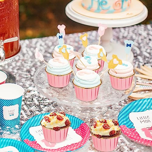 Image of 300 Pack Pink Gold Cupcake Liners Bulk Disposable Foil Muffin Cup