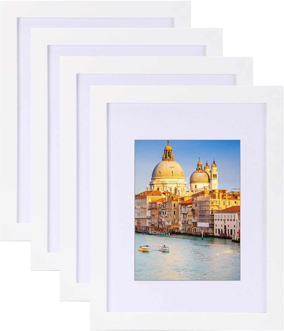 wyooxoo 11x14 Picture Frame Set of 4 Yellow Made of Solid Wood Photo Frames Display Pictures 8x10 with Mat or 11x14 Without Mat Colorful Frame For Wall Mount and Tabletop Display