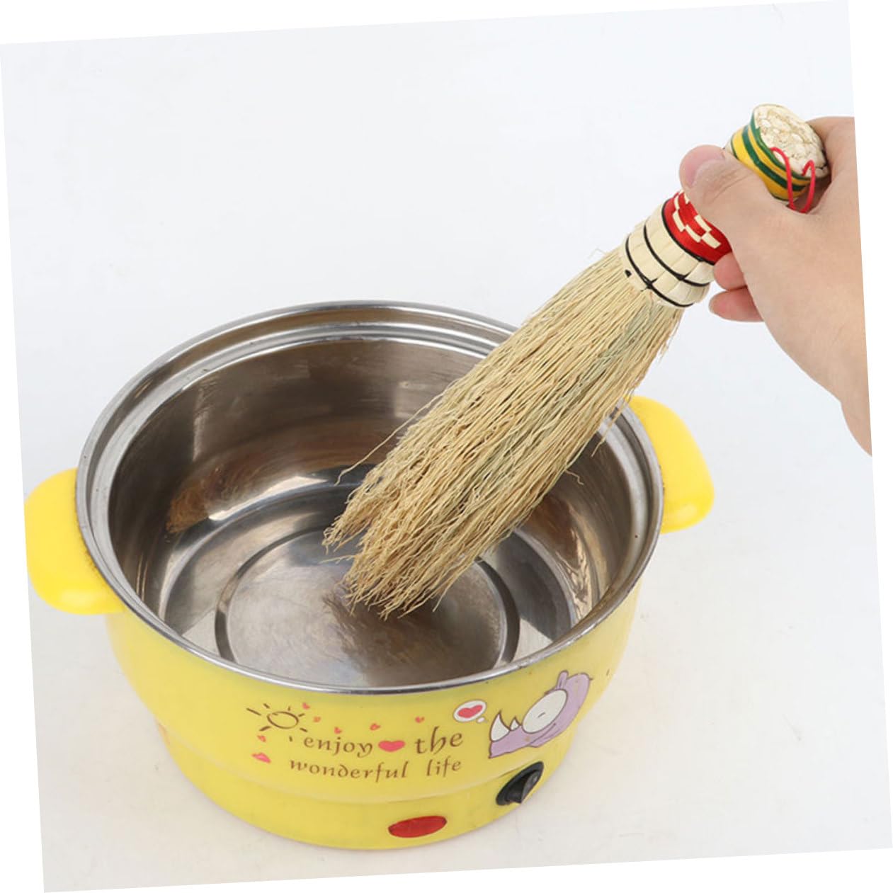 Healeved 4piezas Cepillo De Limpieza De Cocina De Cerdas Naturales Cepillo para Olla y Sartén para Utensilios De Cocina Antiadherentes Herramienta Multifuncional para Hogar