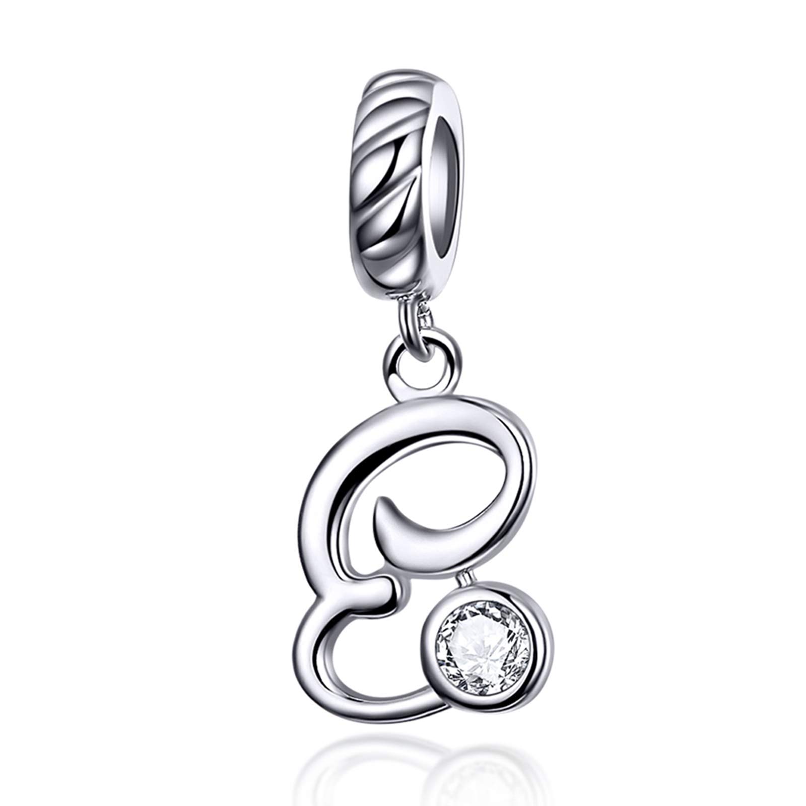 LaMenars Ciondolo con Lettera Dell'alfabeto in Argento Sterling 925 Charm Bead con A alla Z Pendente con Zirconia Cubica Compatibile con Pandora e Europei Bracciale Collane da Donna (Letter A)
