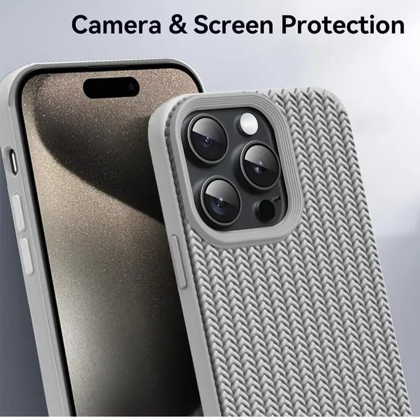 Image of Compatible with iPhone 14 Pro | Premium Textured Microfiber Candy Protective Case | Shock-Absorbing Back Cover with Enhanced Camera Guard (Grey)