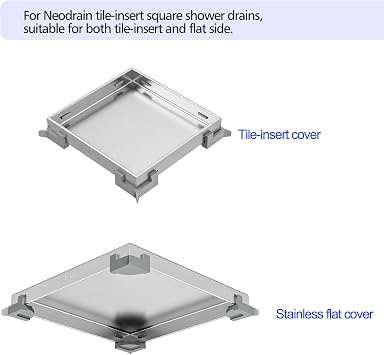 Neodrain Tile Tray Supporters for Shower Drain, Corner Spacer Fit Neodrain Square Shower Drains, 5PCS Plastic Clips and 1PC Lifting Hook