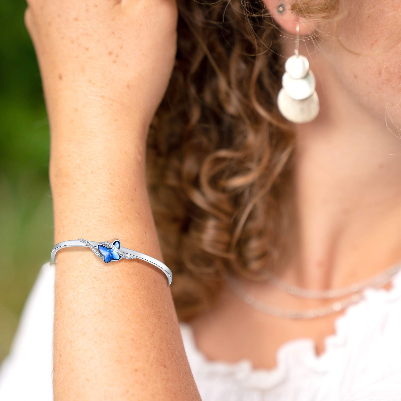 GEORGE · SMITH Bracciale in argento per donna, Bracciale regolabile Bracciale a farfalla in cristallo blu/viola - Regalo di Natale, anniversario, compleanno per donna con scatola
