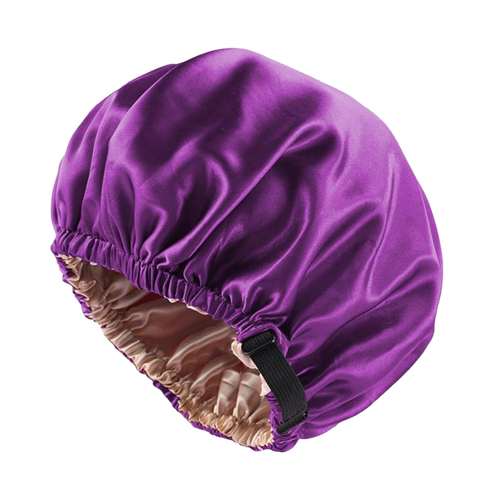 Gorro de satén de seda para dormir de noche para cabello natural rizado morado, Juego de 10 (morado), 8