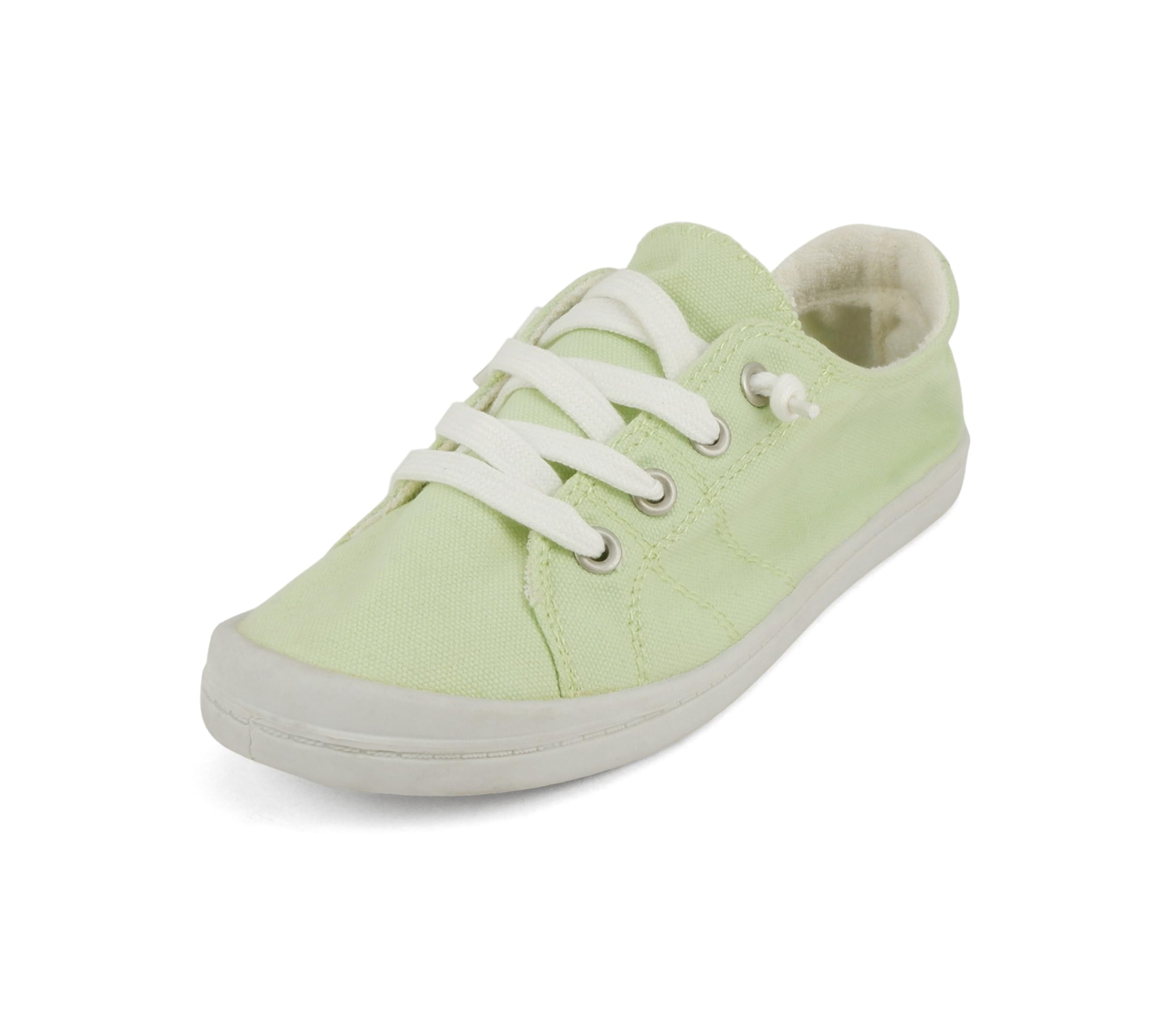 Soda Zapatos planos de las mujeres de la lona del lino del resbalón en las zapatillas de deporte del cordón hasta los holgazanes, Algodón menta, 36 EU