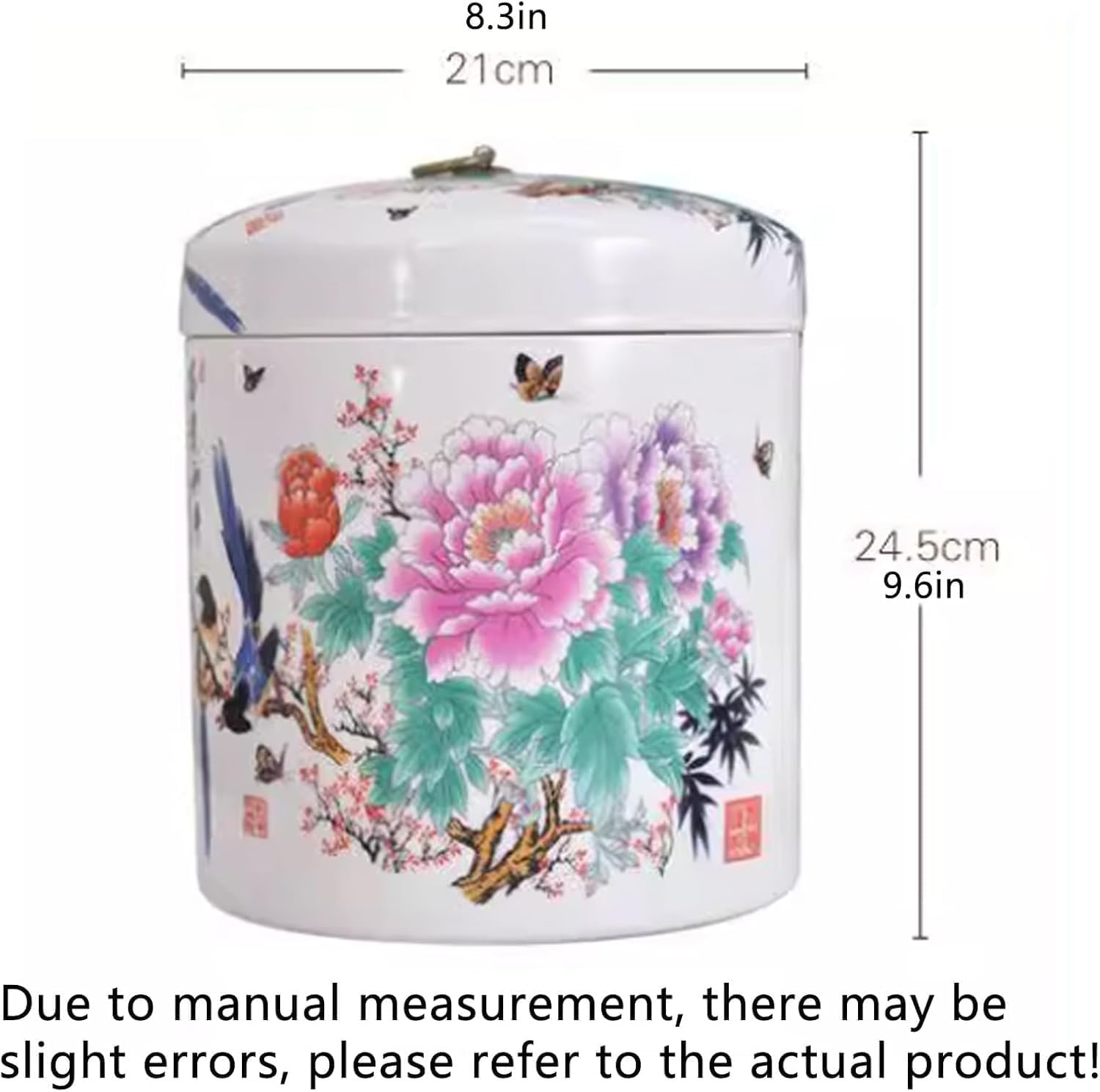 ELEFOCUS Ceramic Rice Jar,Grain Rice Storage Ceramic Container,Food Airtight Storage Jars,Grain Dispenser Food Storage Jars(I)