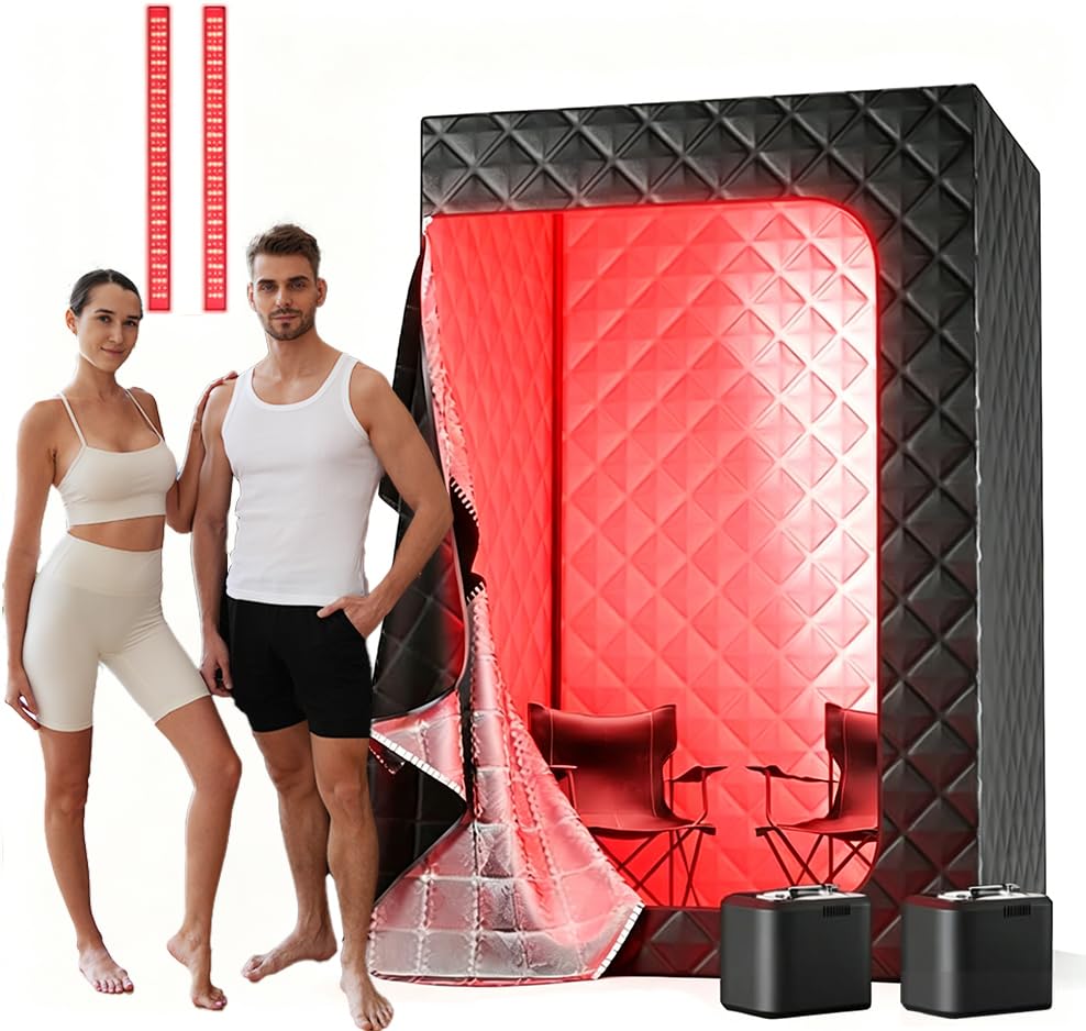 X-Vitalis 2 Person Portable Steam Sauna for Home with Two Red Light Therapy Panels Full Body Home...
