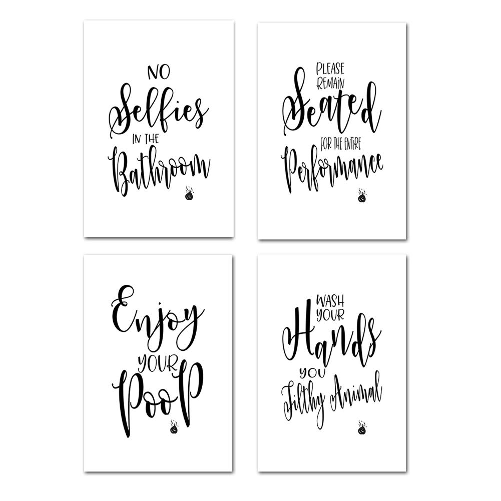 Bathroom Quote and Sayings Art Prints Wall Decal Unframed Great Gift for Bathroom Decor 8x10 Inch 4Pcs