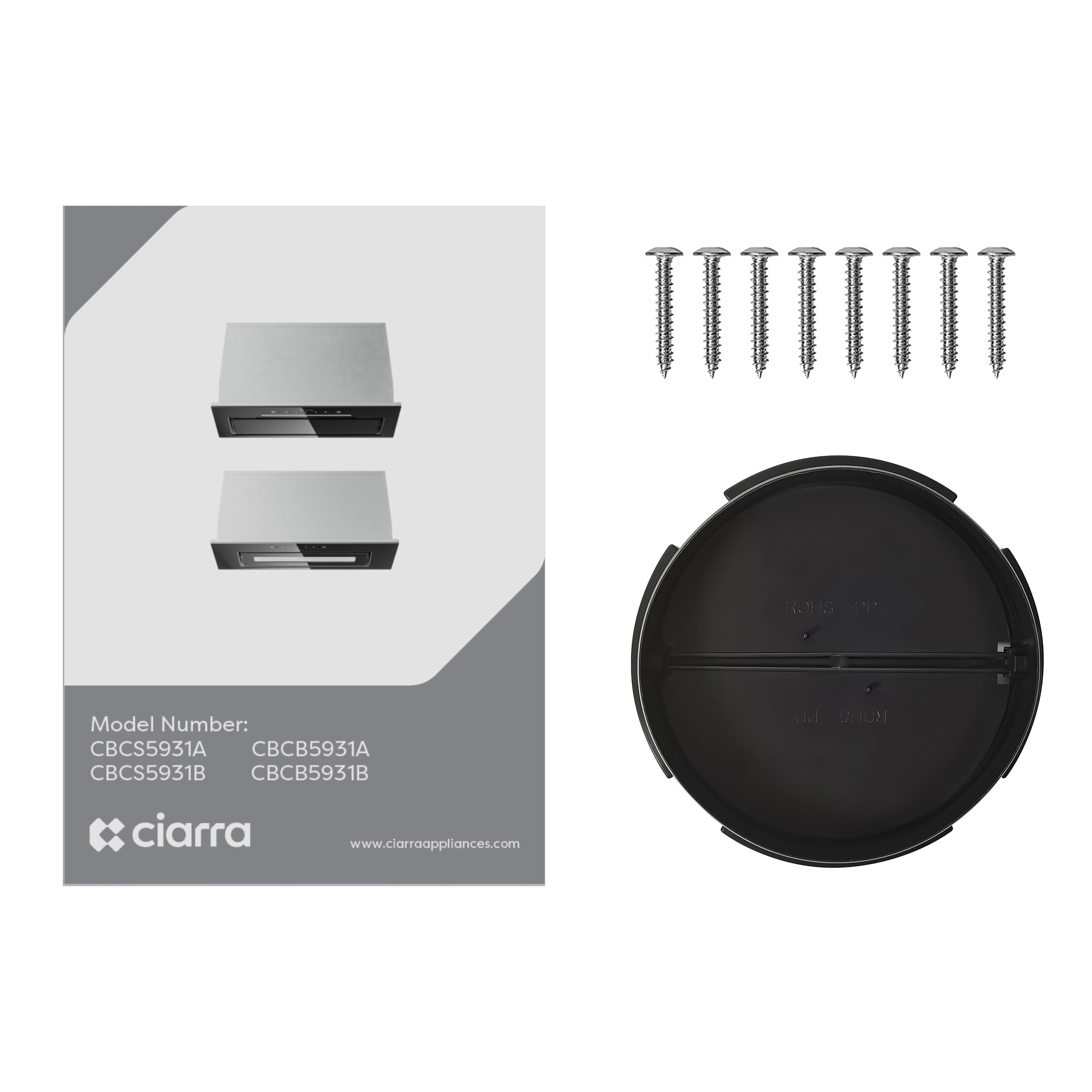CIARRA CBCB5931B Cappa Aspirante Incasso 52cm Classe A- 469m³/h - Nero | 3 Velocità - Doppia Modalità -Controllo Gestuale-Facile Installazione-Con Carbone Attivo CBCF055 - Sottopensile Acciaio Inox