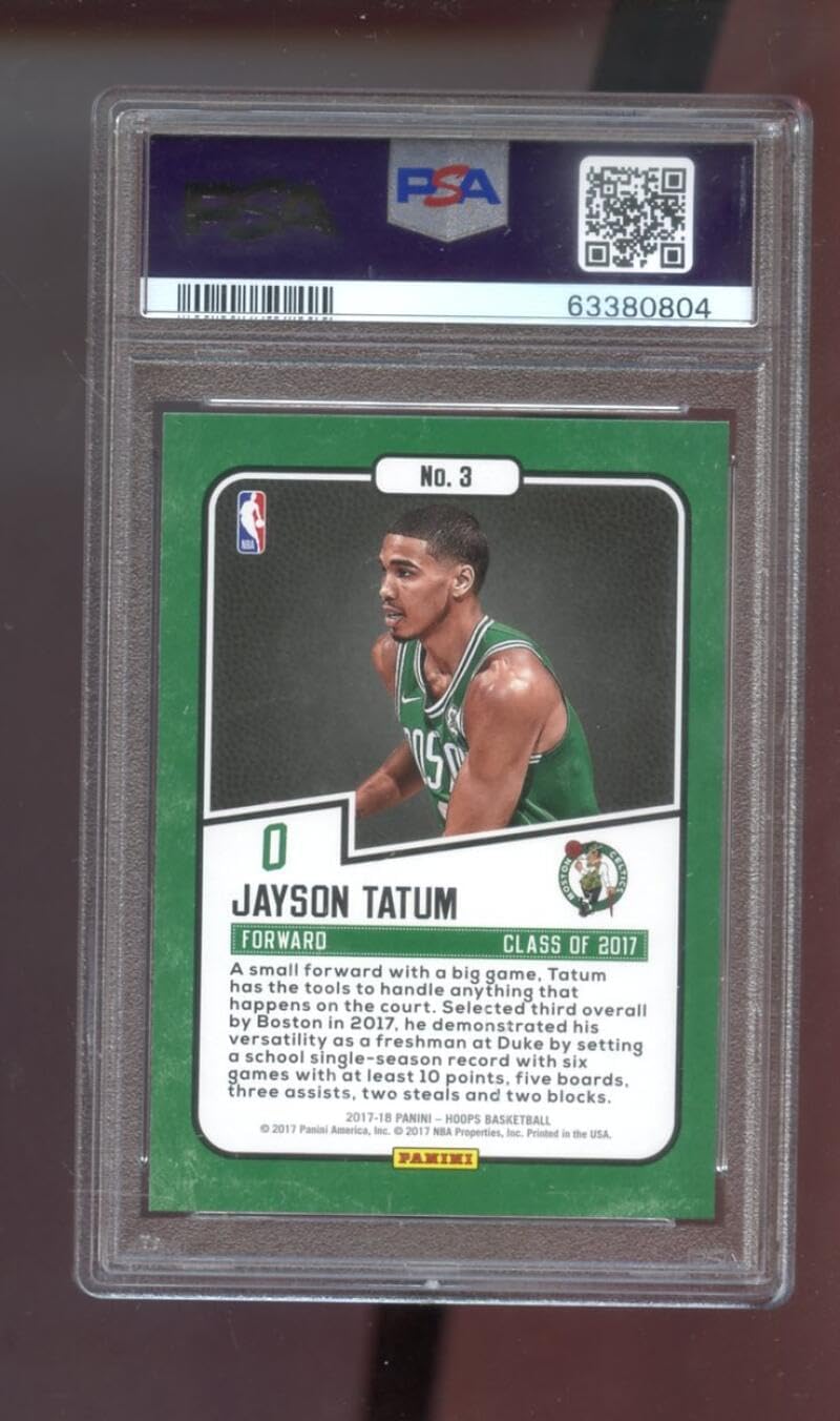 2017-18 Panini Hoops Class Of 2017#3 Jayson Tatum ROOKIE RC PSA 8 Graded Basketball Card NBA Jason 17-18 Boston Celtics 2017-2018