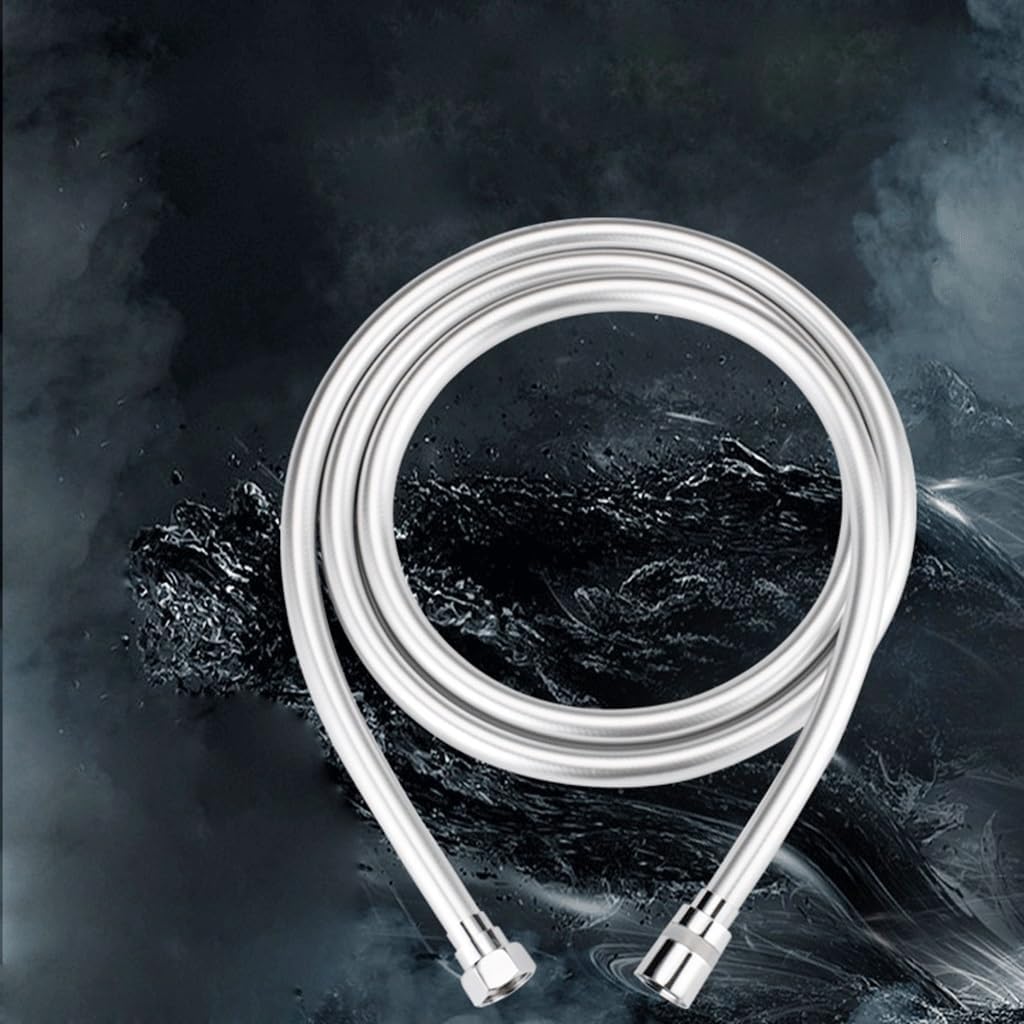 Silver PVC Handheld Shower Hose GI/2 Universal Interface High Pressure Thickening Flexible Anti Winding, for Home Garden Showers Tubes(2M)