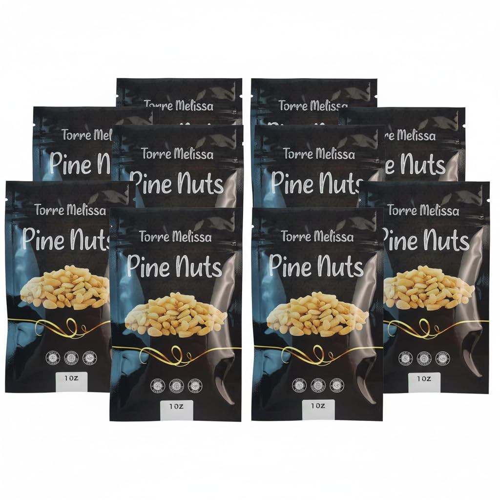 Torre Melissa Pine Nuts (Pack of 10) - 1oz Individual Bags - RAW, Kosher Certified, Gluten-Free, Non-GMO - Premium Whole Pinenuts for Pesto, Salads,