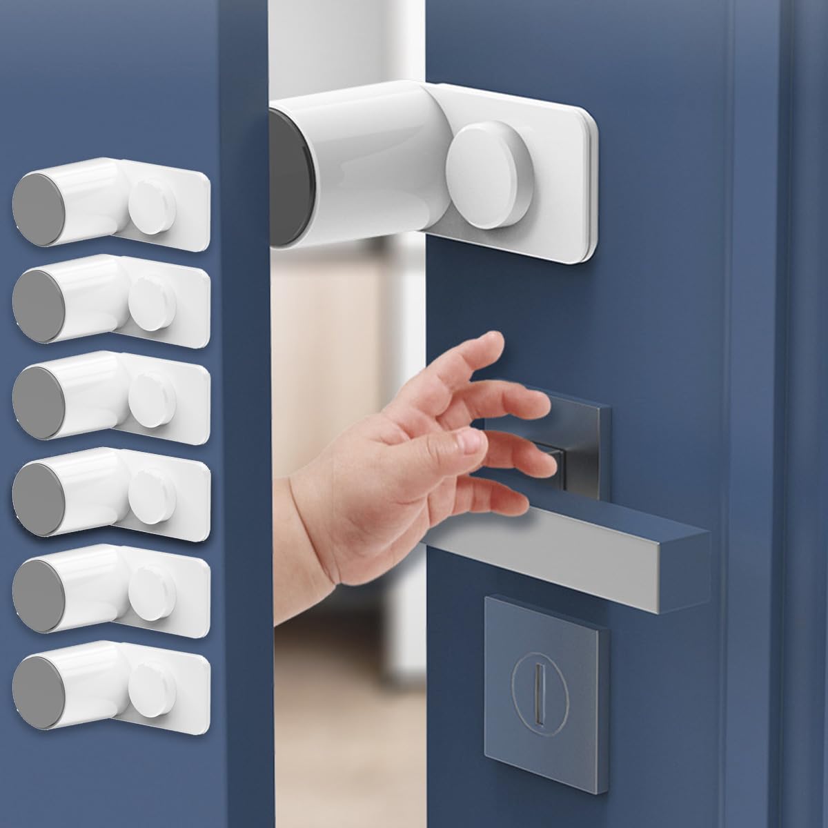 Kytasryl Türklemmschutz, Babysicherung, Türstopper mit 180° drehbarer, selbstklebender Basis, Kinder-Türstopper, hält Finger sicher (6 Stück)