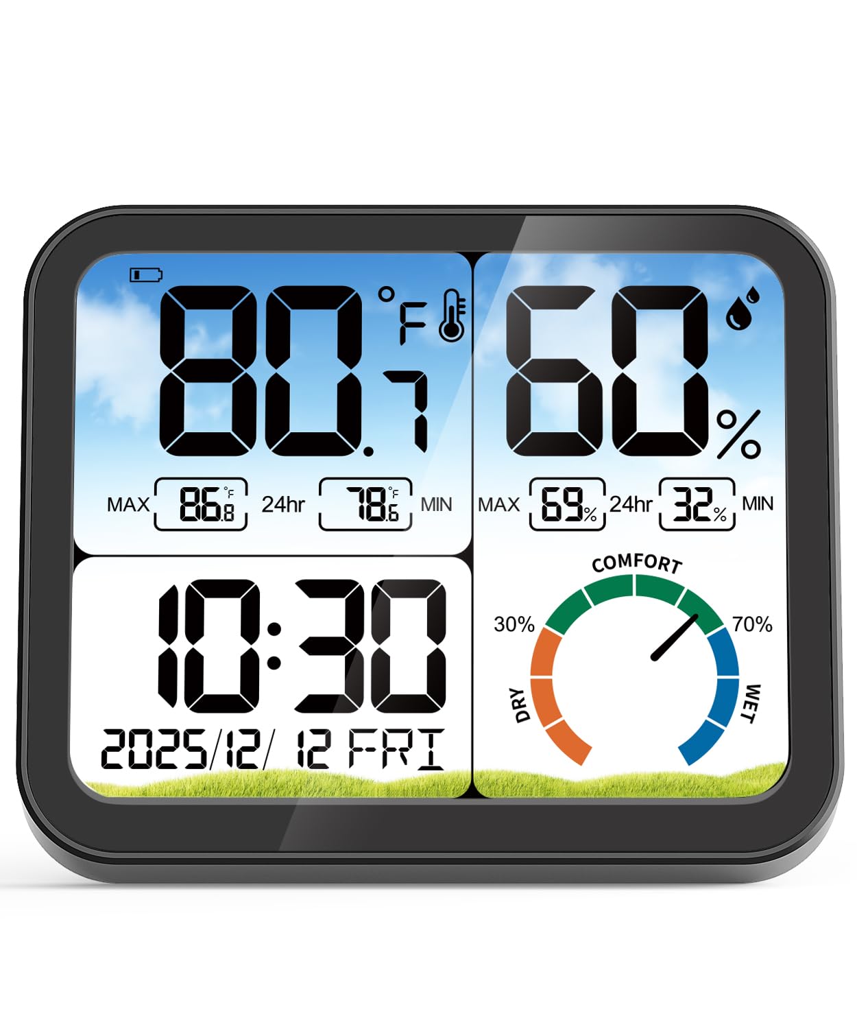 VOCOO Digital Indoor Room Thermometer - 5.8'' Extra Large Display Temperature Humidity Sensor with Accurate Temp Humidity Gauge Monitor, Calibration,