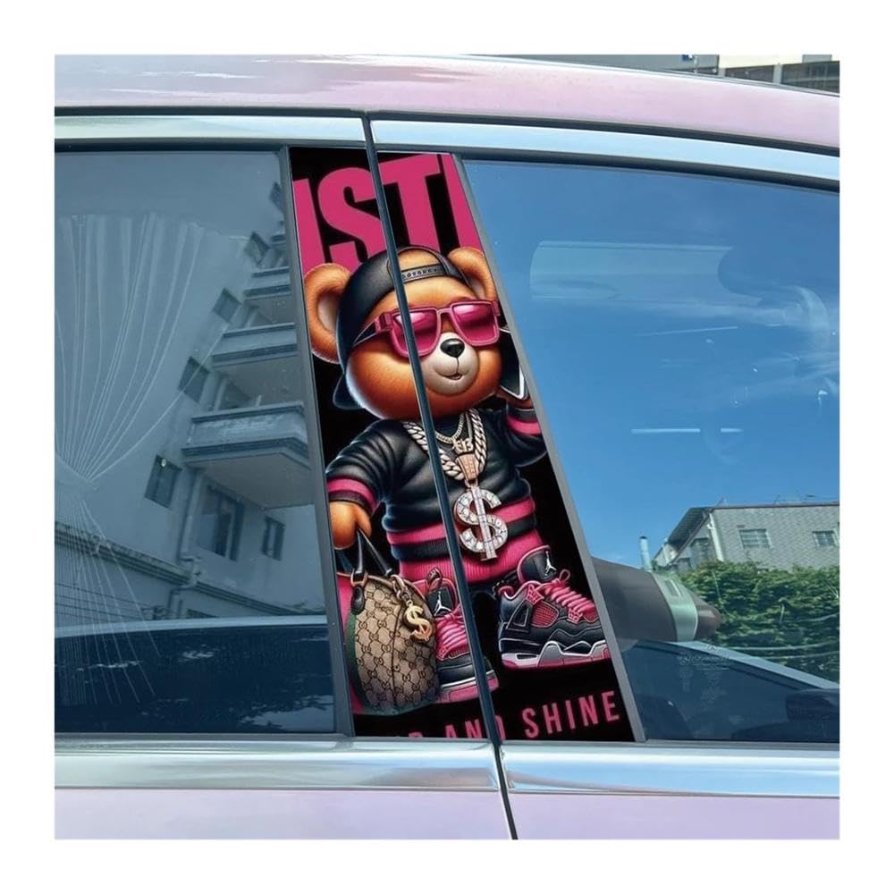 Body Parts 2pcs Car Center Pillar Sticker Cool Bear Auto B-Pillar Waterproof Protective Film(F)