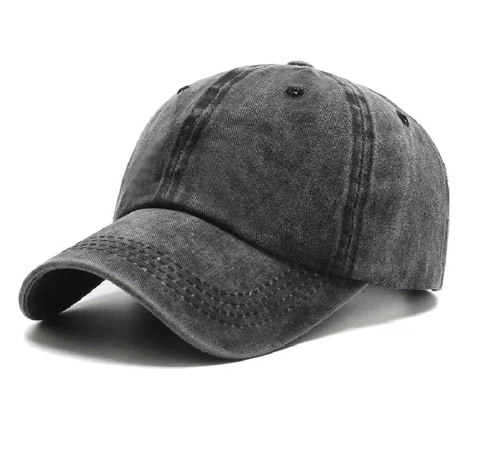 fasholic Plain Denim Cap Unisex Baseball Cap 100% Cotton Fits Men Women Washed Denim Adjustable Cap-picture-21