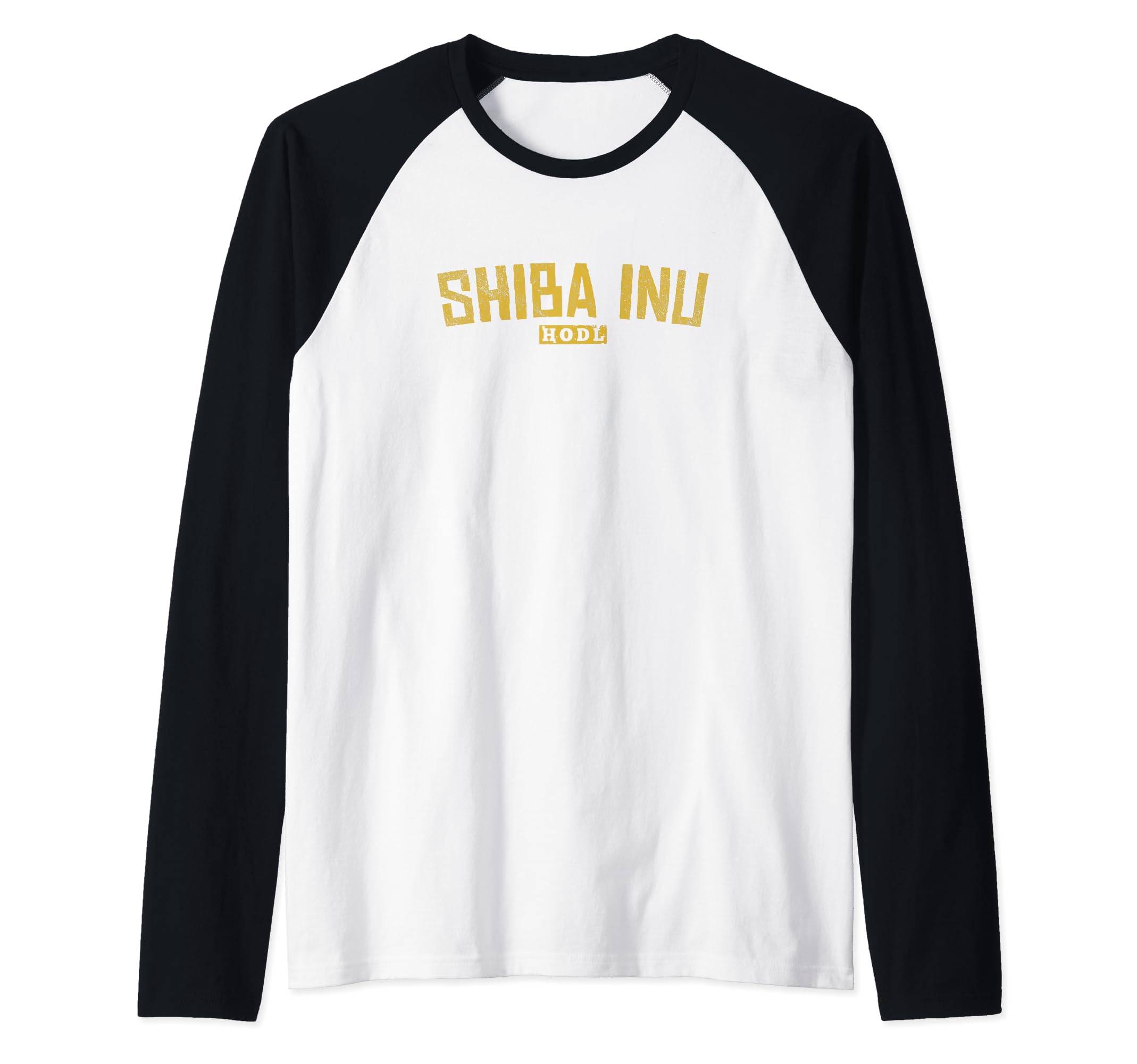 Shiba Inu HODL Vintage Cryptocurrency Blockchain Crypto Coin Raglan Baseball Tee, Black