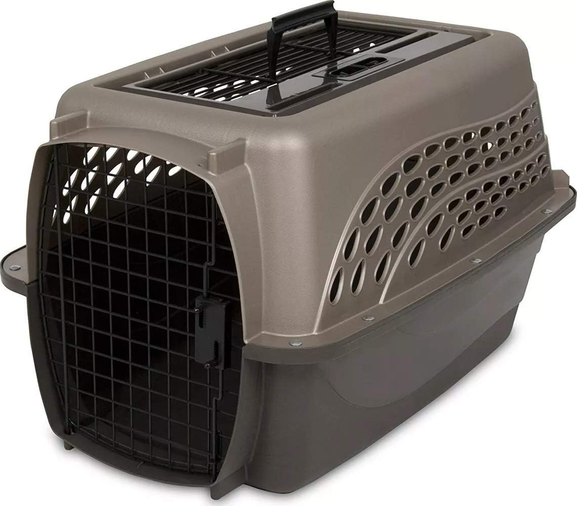 Petmate Two-Door Small Dog Kennel & Cat Kennel (Top Loading or Front Loading Pet Carrier, Great for Small Animals, Made with Recycled Materials, 24 inches in Length) For Pets up to 15 Pounds Two-door 24 INCH TAN