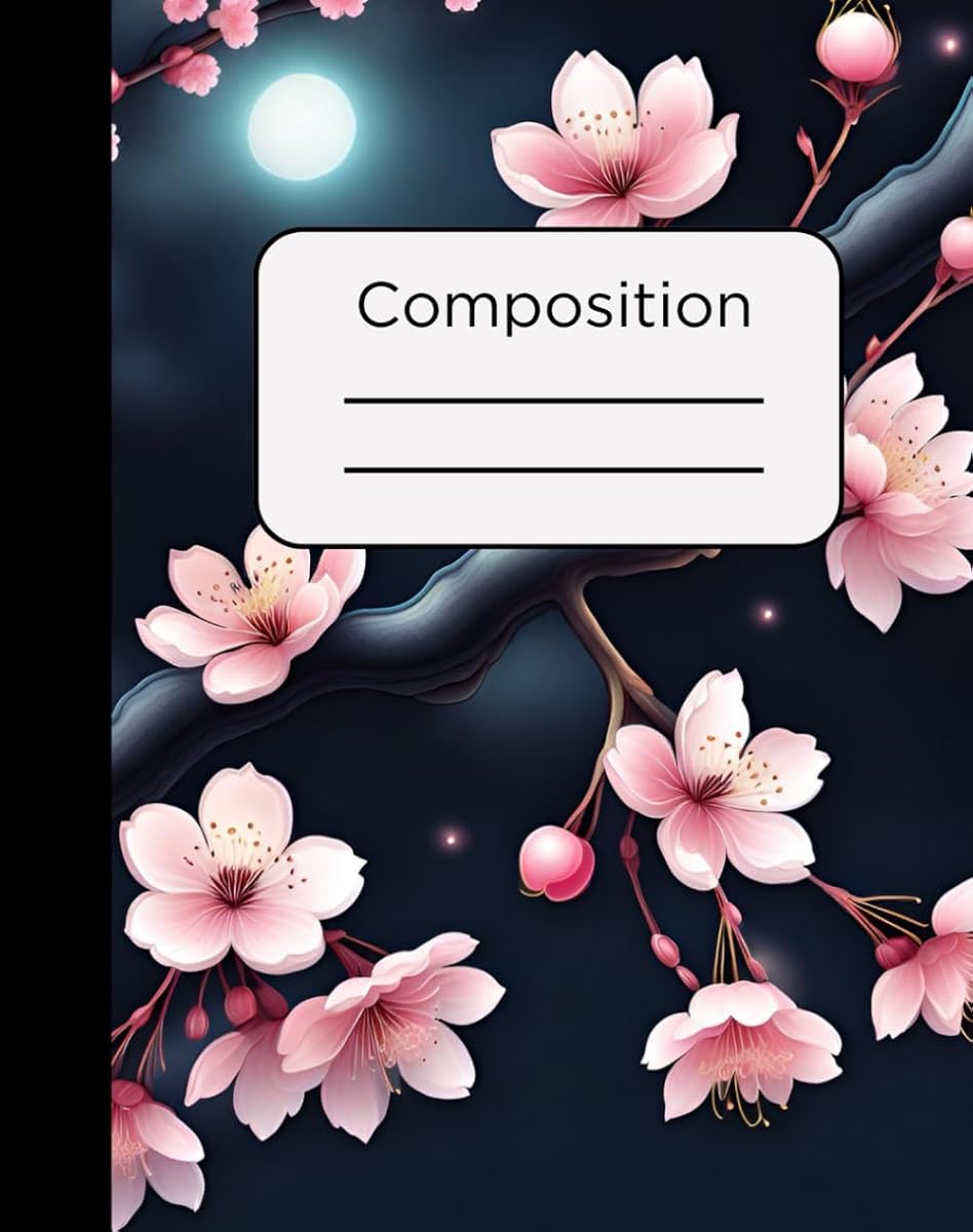 Composition Notebook: Pink Japanese Cherry Blossoms Sakura Design with 120 Pages, College Ruled, 7.5 x 9.5