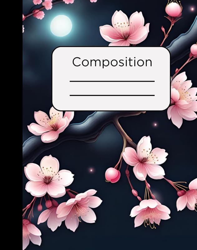 Composition Notebook: Pink Japanese Cherry Blossoms Sakura Design with 120 Pages, College Ruled, 7.5 x 9.5