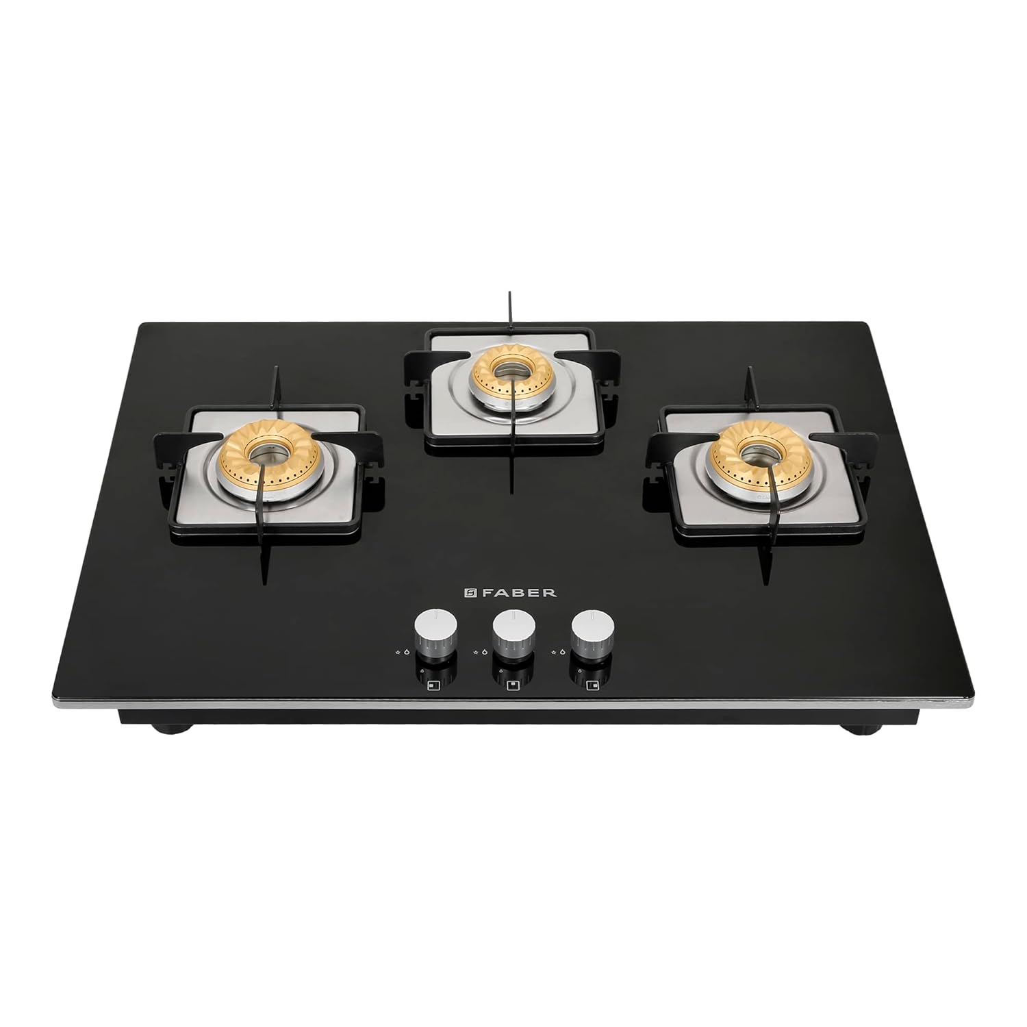 Faber Hob/Hobtop 3 Brass Burner, Electric Auto Ignition, Glass Top(HOB