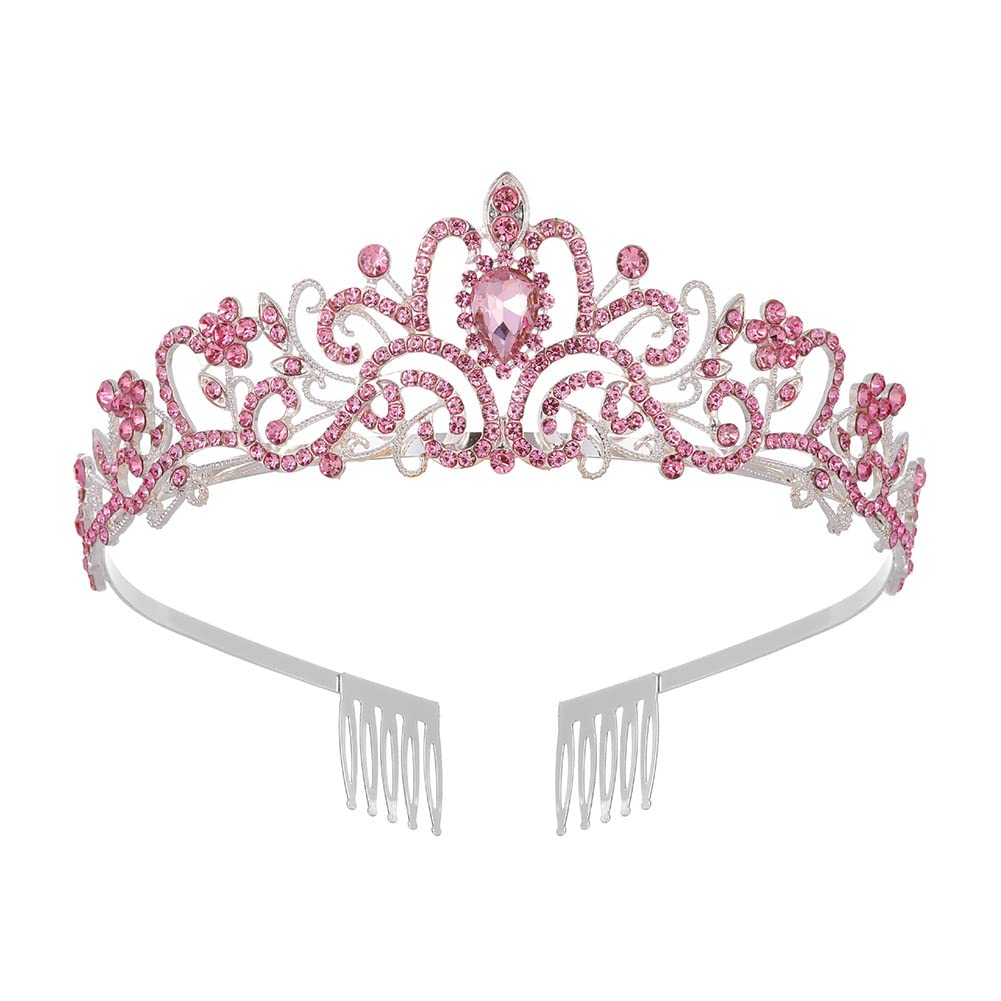 LICHENGTAI Boda Novia De Diadema, Tiara Corona de Cristal con Diamantes de imitación Peine para Corona Nupcial Proms de Boda desfiles Princesas Fiesta de cumpleaños