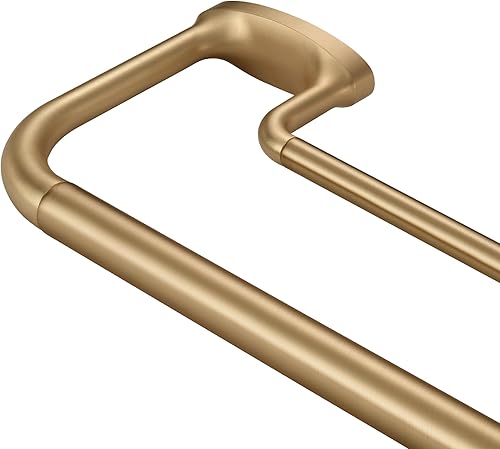 Mayrhyme Barras de cortina dobles de color dorado cálido, barra de cortina envolvente para ventanas de 28 a 56 pulgadas, empalme interno de 1