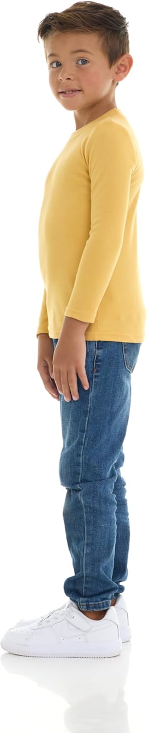 Cudlie 5-Pack Toddler Boys’ Solid Long Sleeve Tees– Five Timeless Cotton Blend Crewnecks in Rich, Modern Colors - Image 4