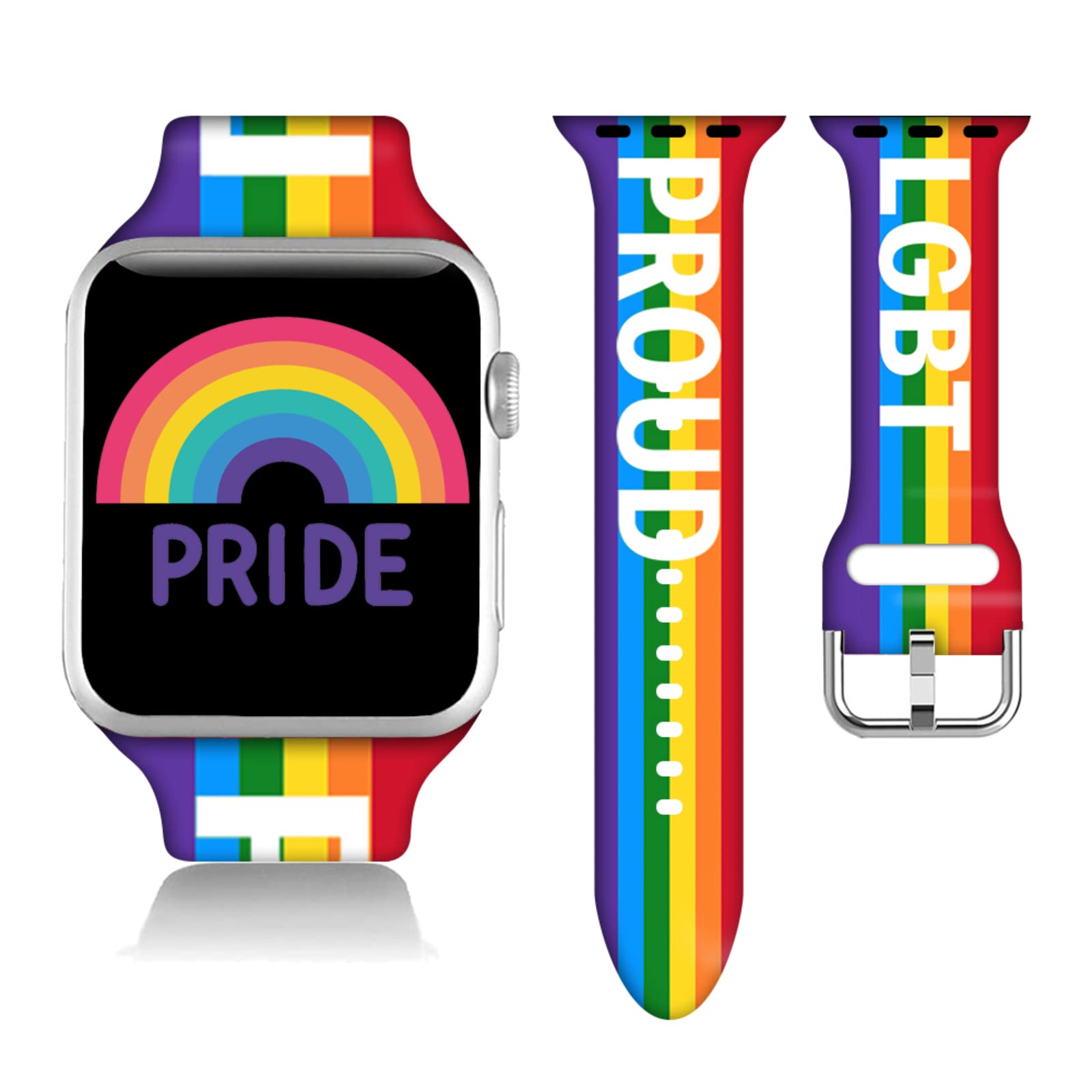 Teacher Appreciation Gifts Nurse Decorations Wristband Straps for Rainbow Apple Watch Band 38mm/40mm/41mm/42mm/44mm/45mm Soft Silicone Pride Watch Band Strap for Apple Smart Watch Series 8 7 6 5 4 3 2 1 SE.