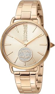 جست كافالي ساعة للنساء بهيكل من الستانلس ستيل بلون ذهبي وردي وسوار من الستانلس ستيل بلون ذهبي وردي