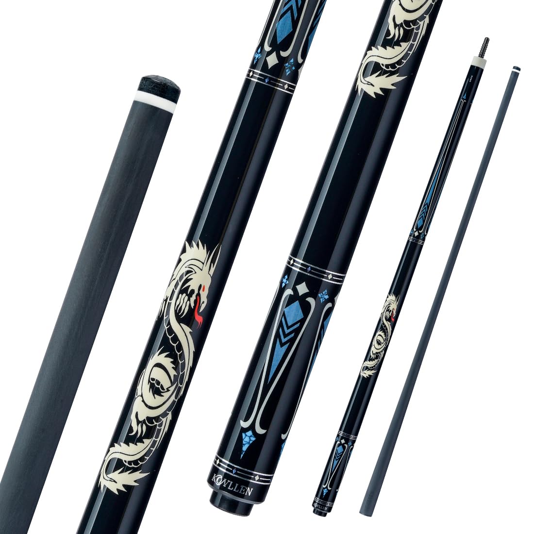 KONLLEN Billardqueue aus Carbonfaser, 147cm, professionelles Billardqueue für Erwachsene, Vollcarbon-Technologie, geringe Ablenkung, 12.5 mm Spitze (leicht zu kontrollieren, Pro Taper, ultraweich)
