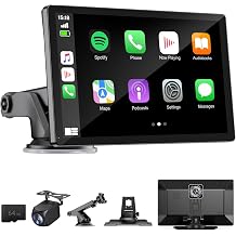 9" Wireless Apple Carplay Screen for Car with 4K Dash Cam, Portable Apple Carplay &amp; Android Auto with 1080p Backup Camera DVR, Voice Control/GPS Navigation/Mirror Link/BT