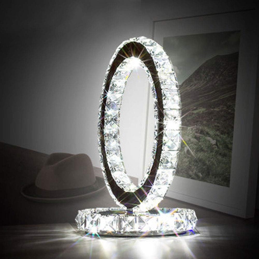 BKXN Table Lamp, LED Crystal Lamps, Decorative Bedside Nightstand Desk Lamp Shade for Bedroom, Living Room, Dining Kitchen