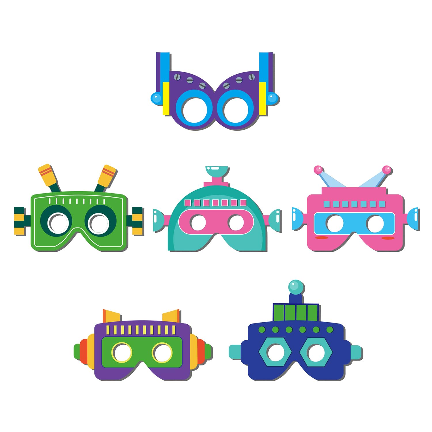 Lot de 12 masques de robot pour enfants, décoration de fête à thème robot, jeu de rôle, cadeaux pour enfants, garçons et filles, décoration d'anniversaire