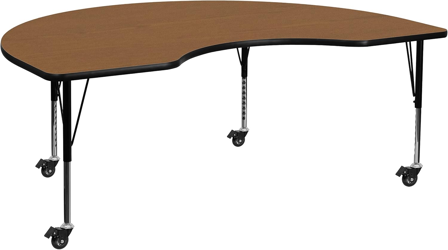 Flash Furniture Mobile 48''W x 72''L Kidney Grey Thermal Laminate Activity Table - Height Adjustable Short Legs