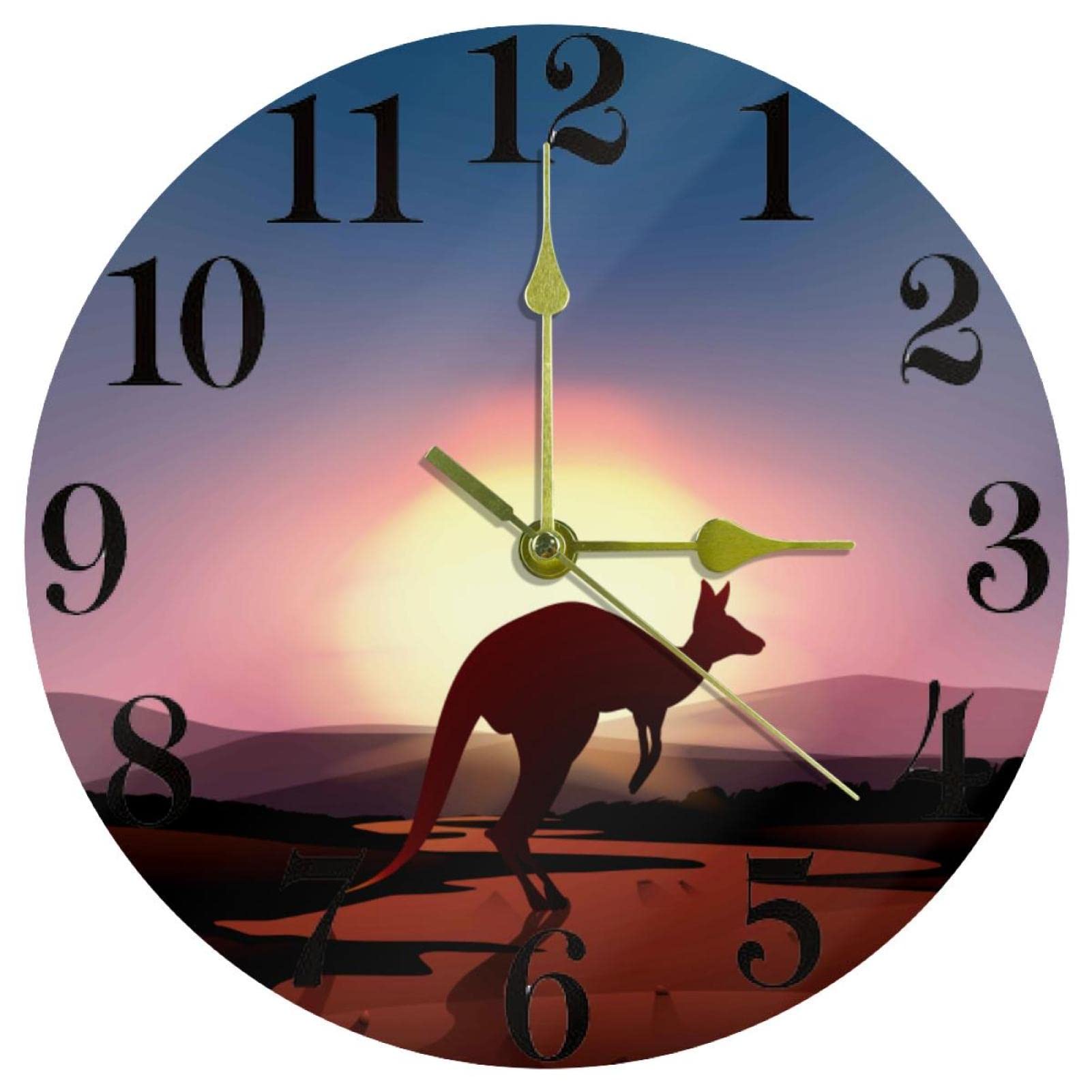 Horloge murale kangourou coucher de soleil pour une ambiance apaisante